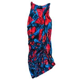 Peter Pilotto Abstract Colorful Glam Asymmetrical Red/Blue Viscose Dress, Size 8